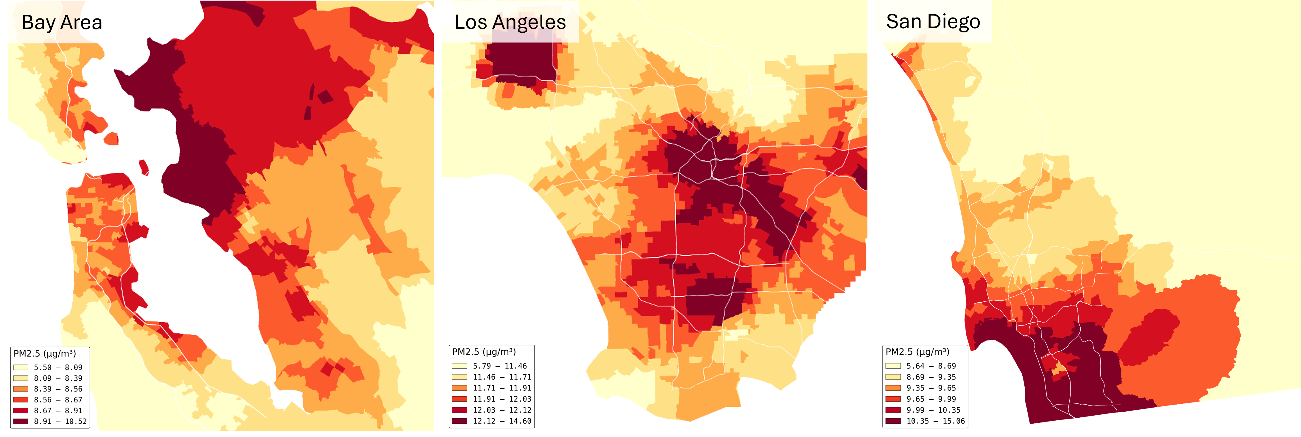 California Metros PM2.5 Grid Map